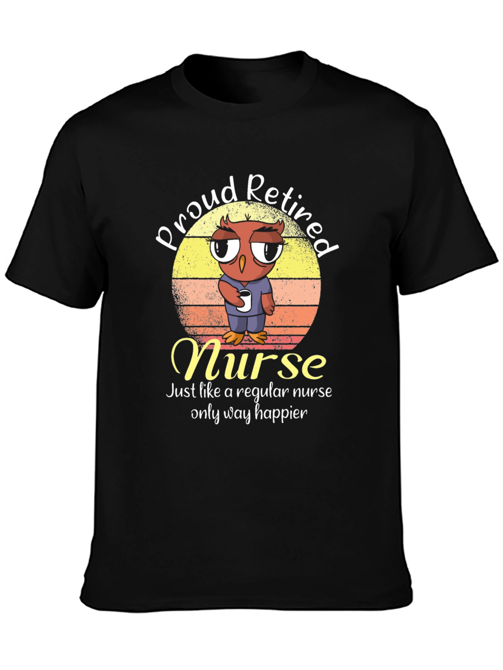 Proud Retired Nurse Owl Graphic T-Shirt