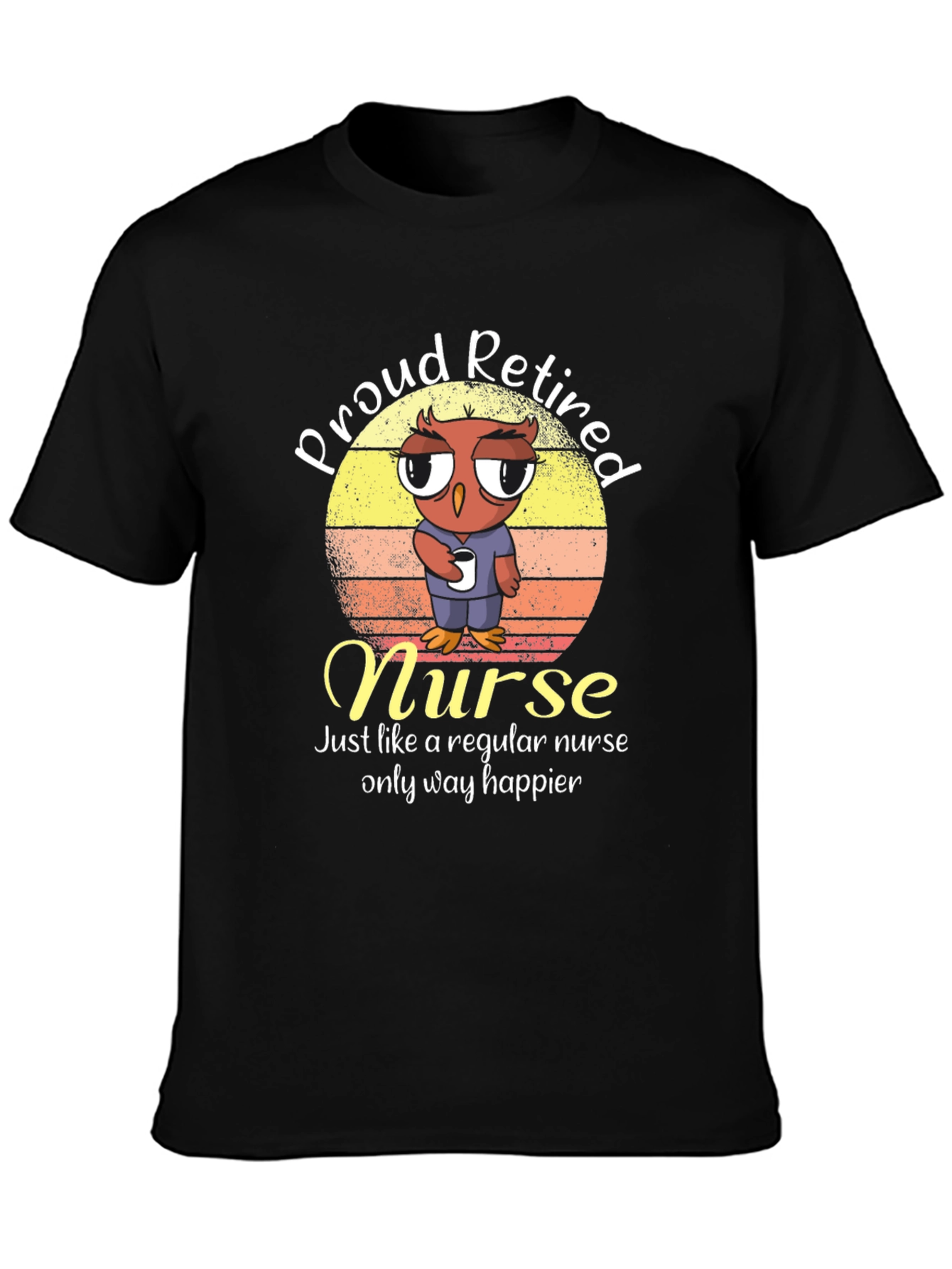 Proud Retired Nurse Owl Graphic T-Shirt