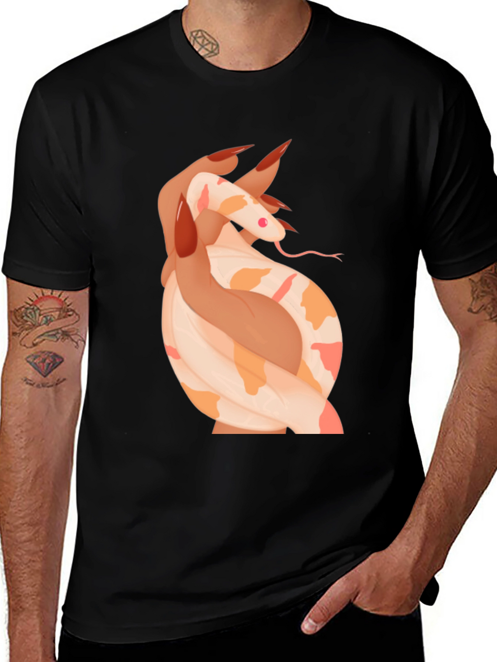 Snake & Hand Graphic Tee - Black T-Shirt