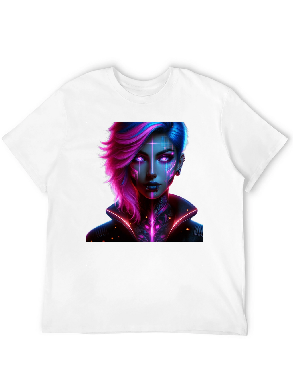 Cyberpunk Girl T-Shirt - Futuristic Neon Design