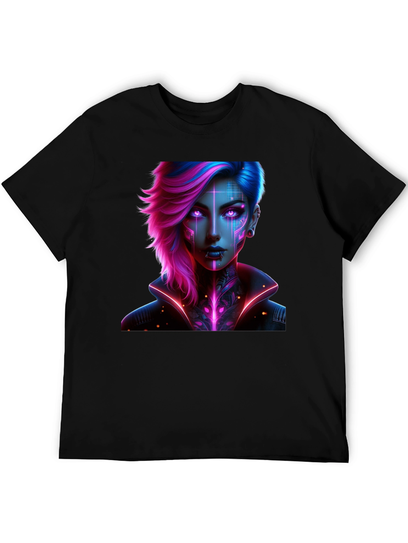 Cyberpunk Girl T-Shirt - Futuristic Neon Design
