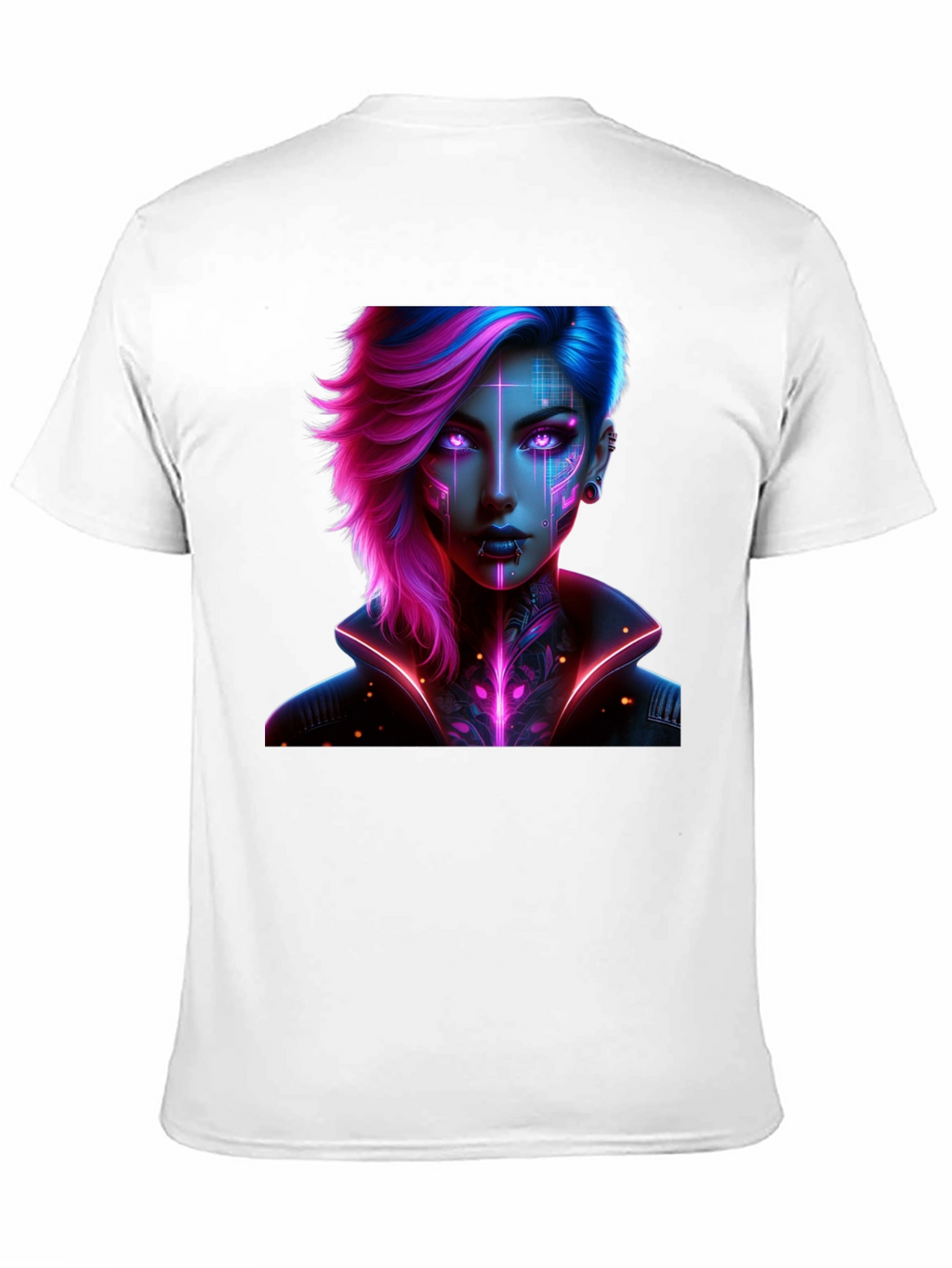 Cyberpunk Girl T-Shirt - Futuristic Neon Design