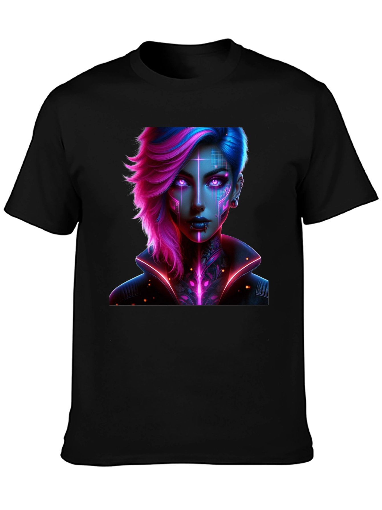 Cyberpunk Girl T-Shirt - Futuristic Neon Design