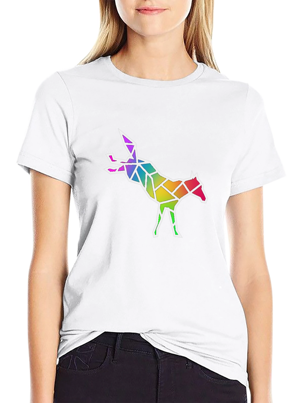 Geometric Rainbow Fox Graphic T-Shirt