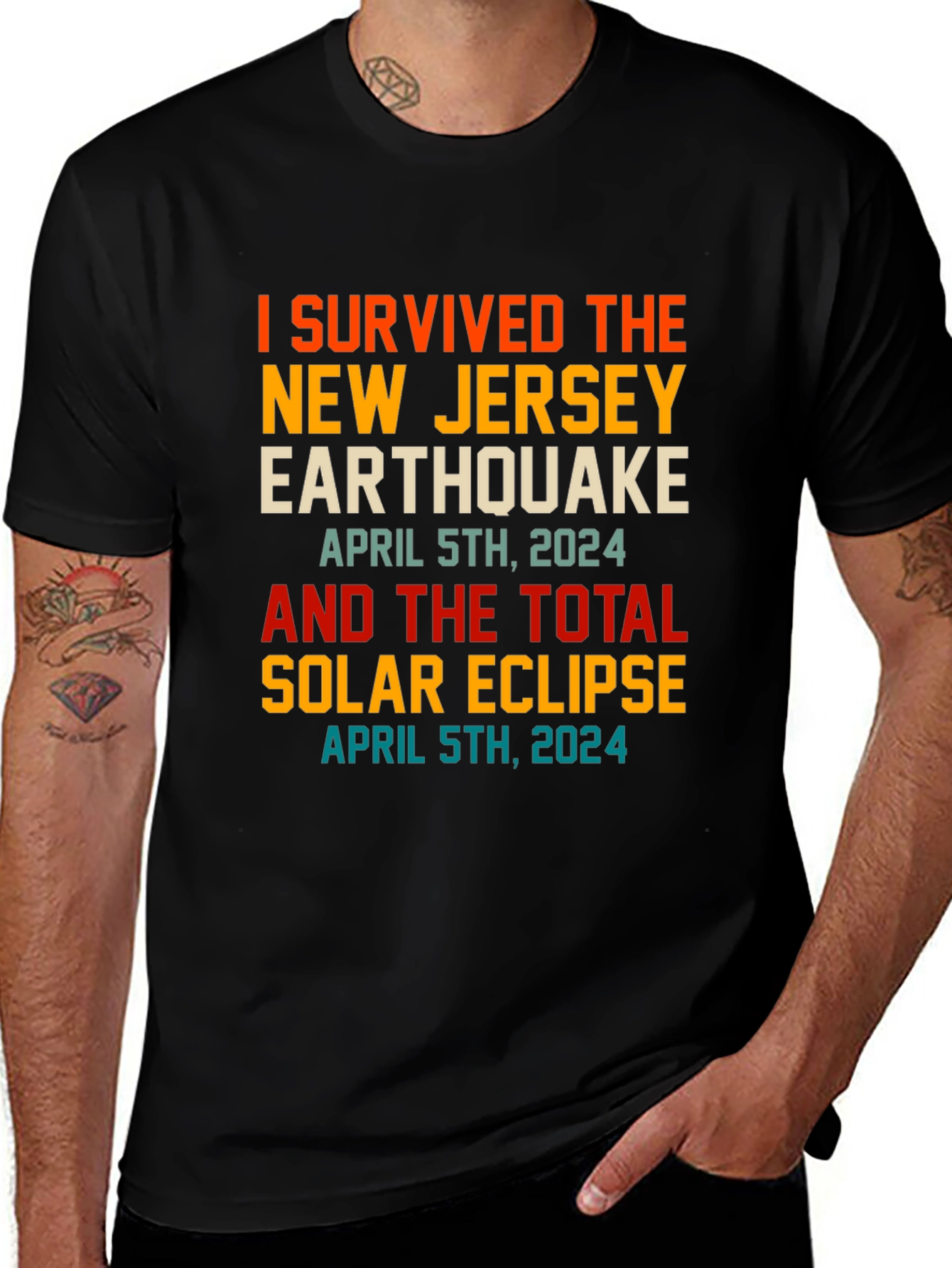 I Survived New Jersey Earthquake & Solar Eclipse April 5th 2024 T-Shirt