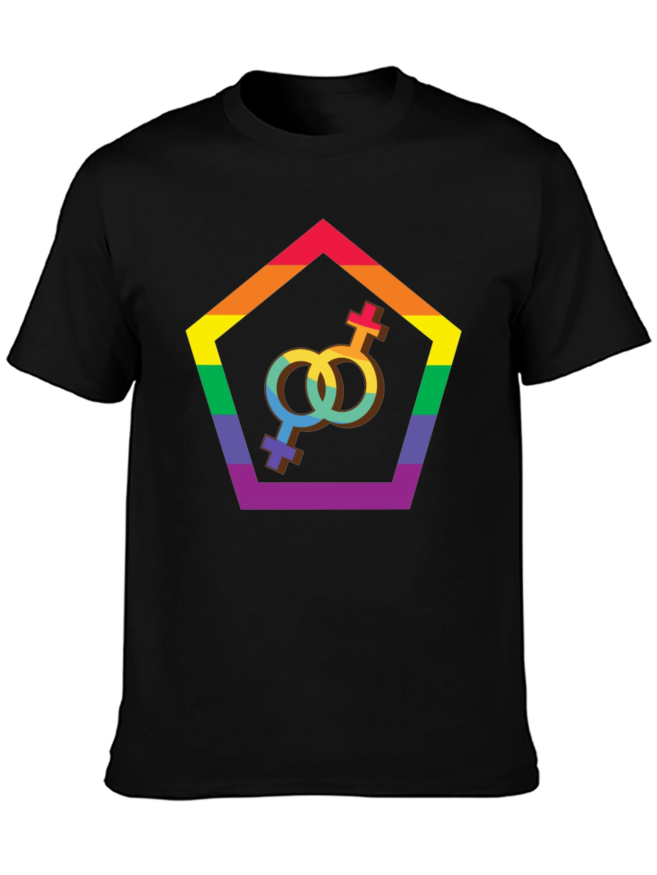 LGBT Pride T-Shirt: Lesbian Symbol Rainbow Pentagram