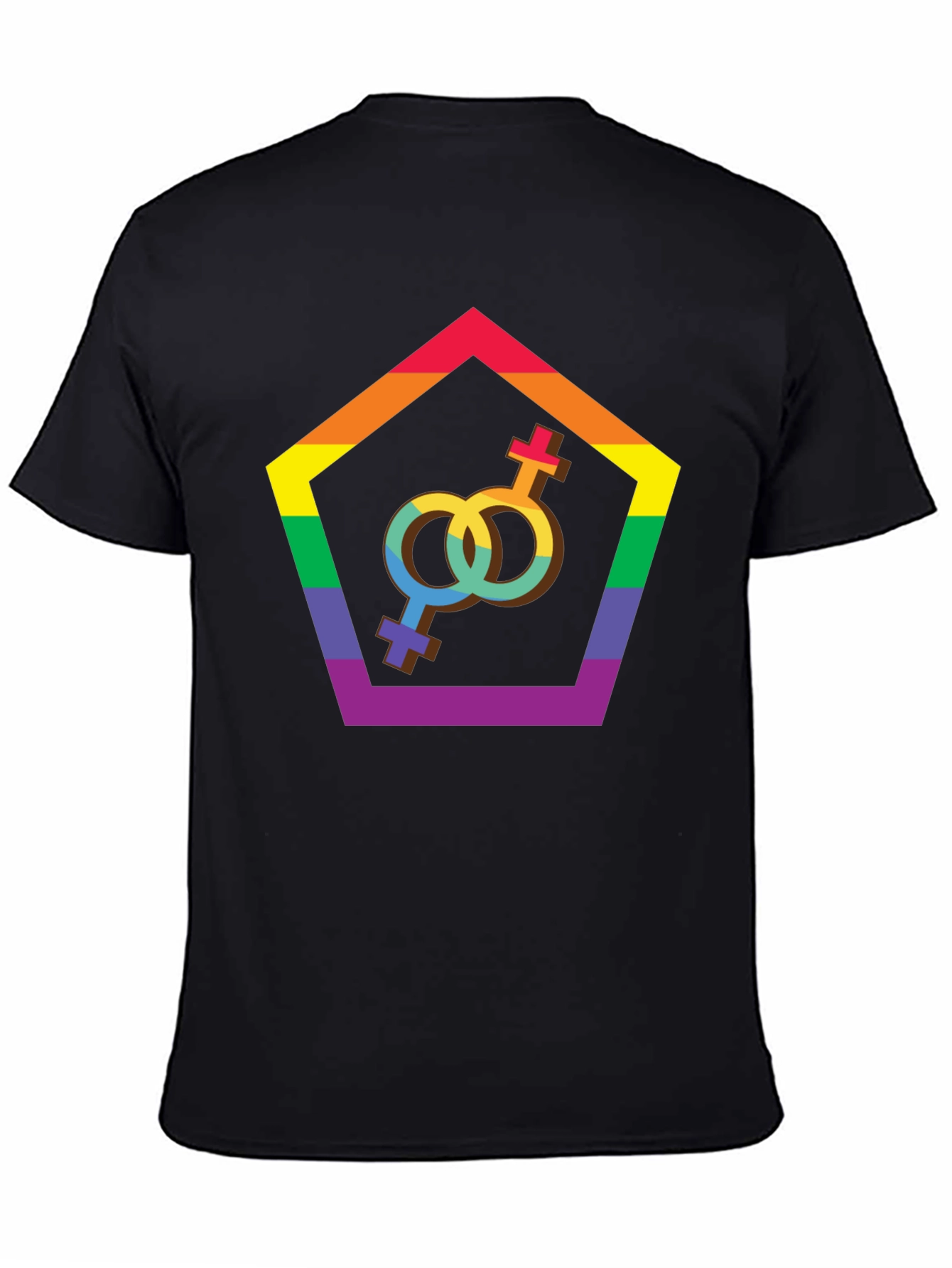 LGBT Pride T-Shirt: Lesbian Symbol Rainbow Pentagram