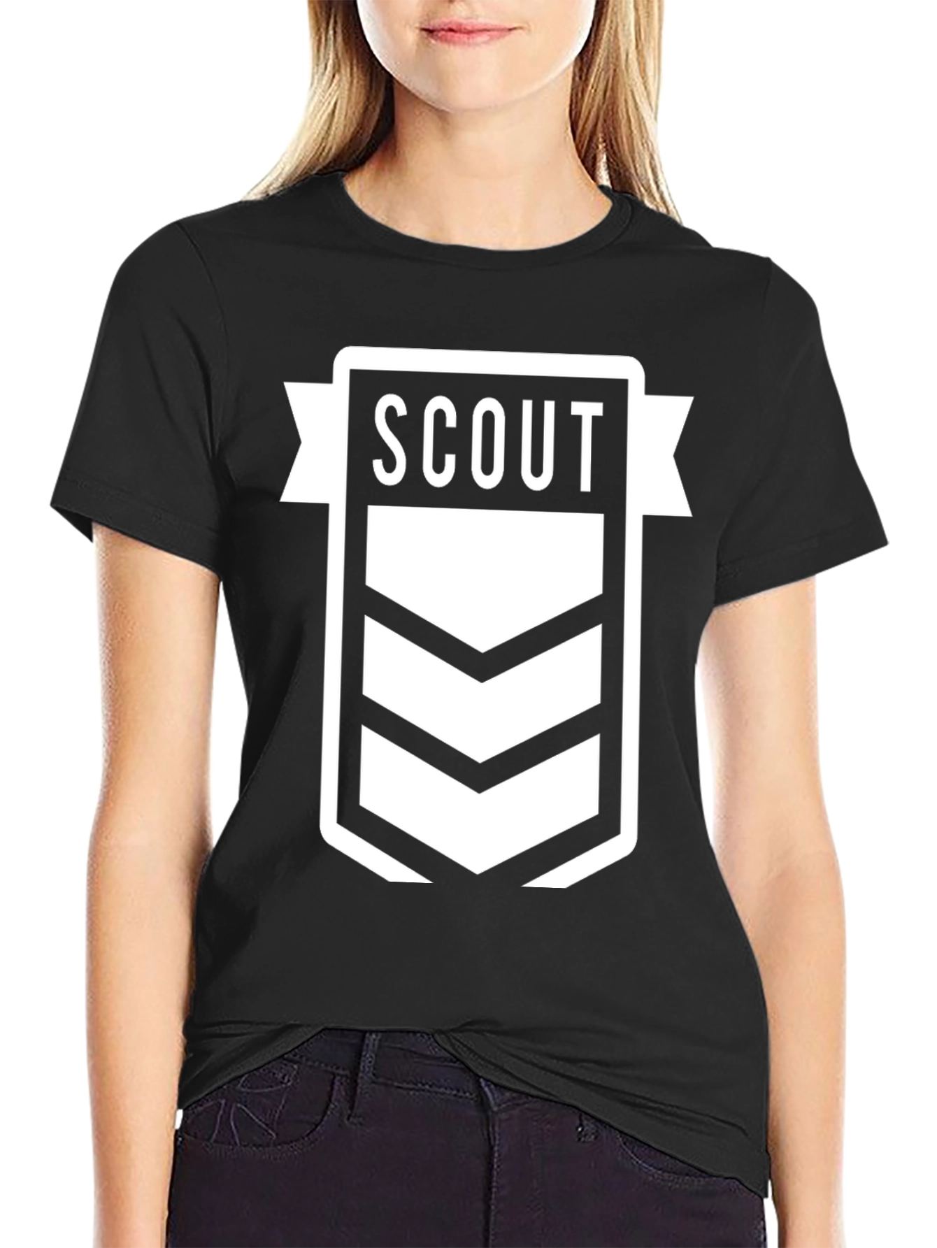 Scout Emblem Black T-Shirt - Adventure Awaits!