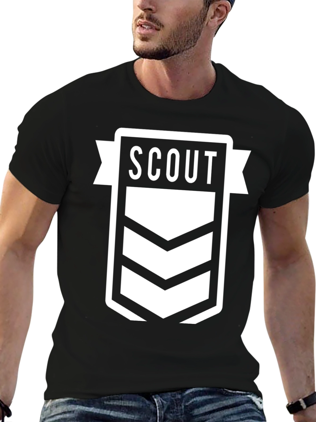 Scout Emblem Black T-Shirt - Adventure Awaits!