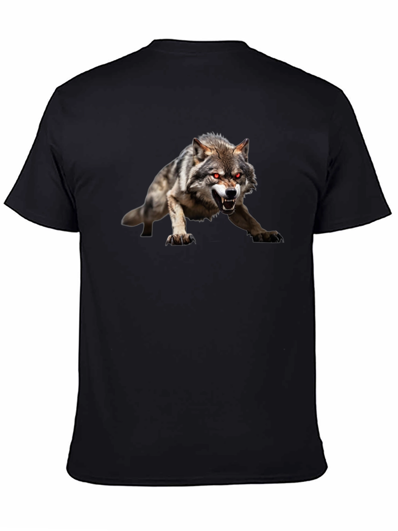 Mens Black Wolf Graphic Tee