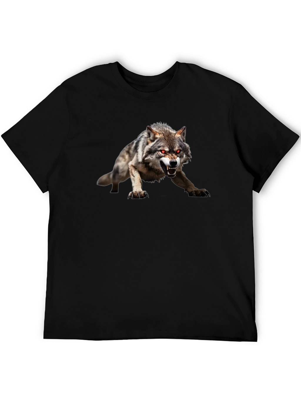 Mens Black Wolf Graphic Tee