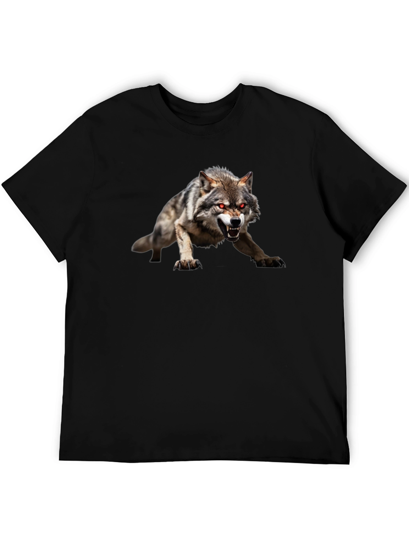 Mens Black Wolf Graphic Tee