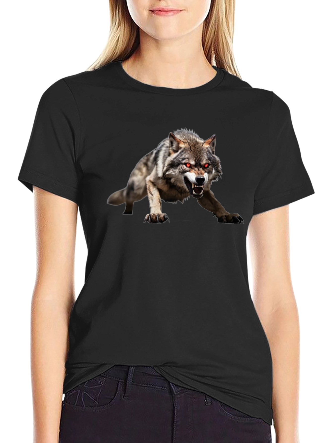 Mens Black Wolf Graphic Tee