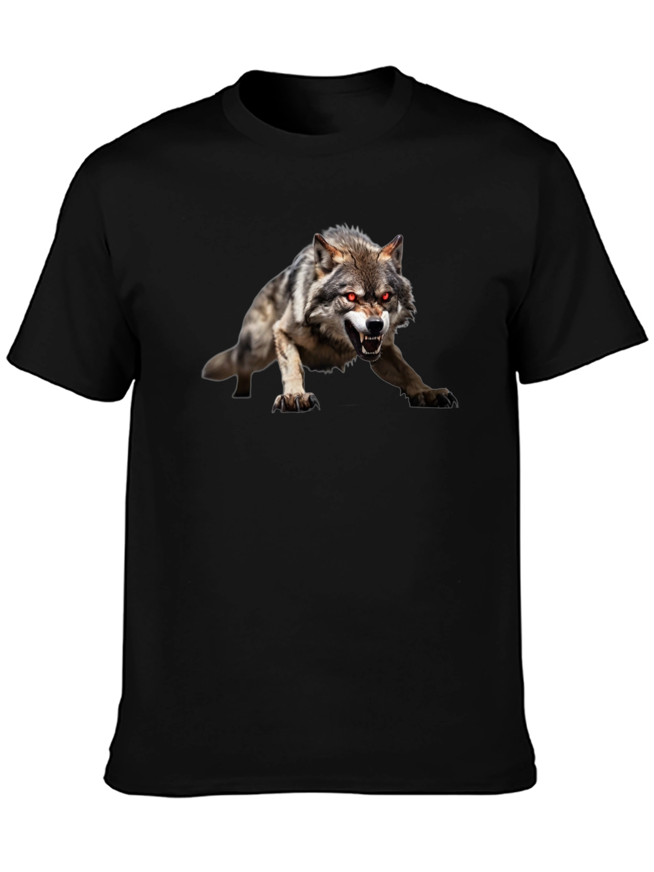 Mens Black Wolf Graphic Tee