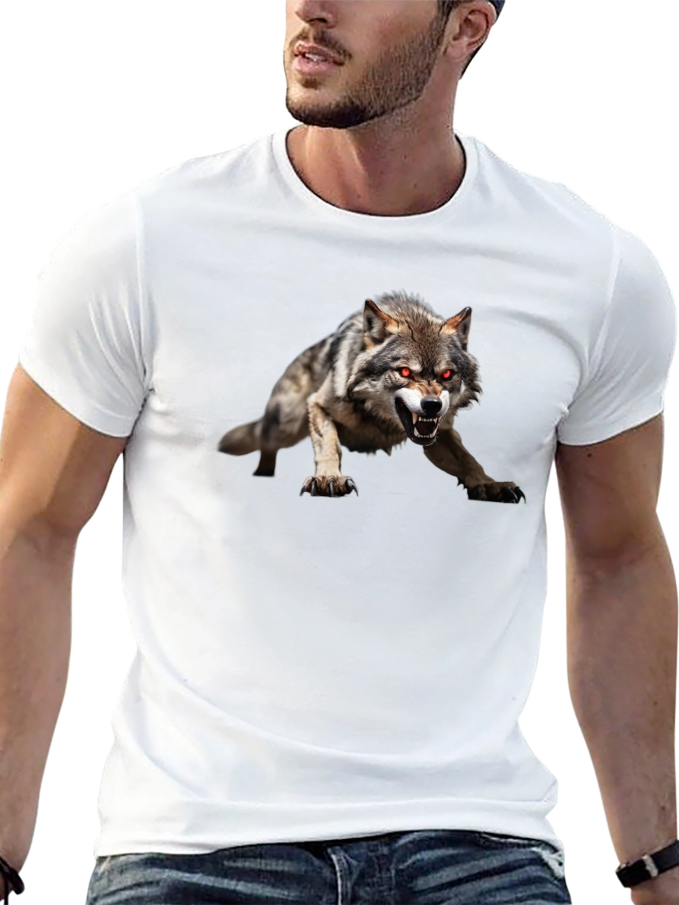 Mens Black Wolf Graphic Tee