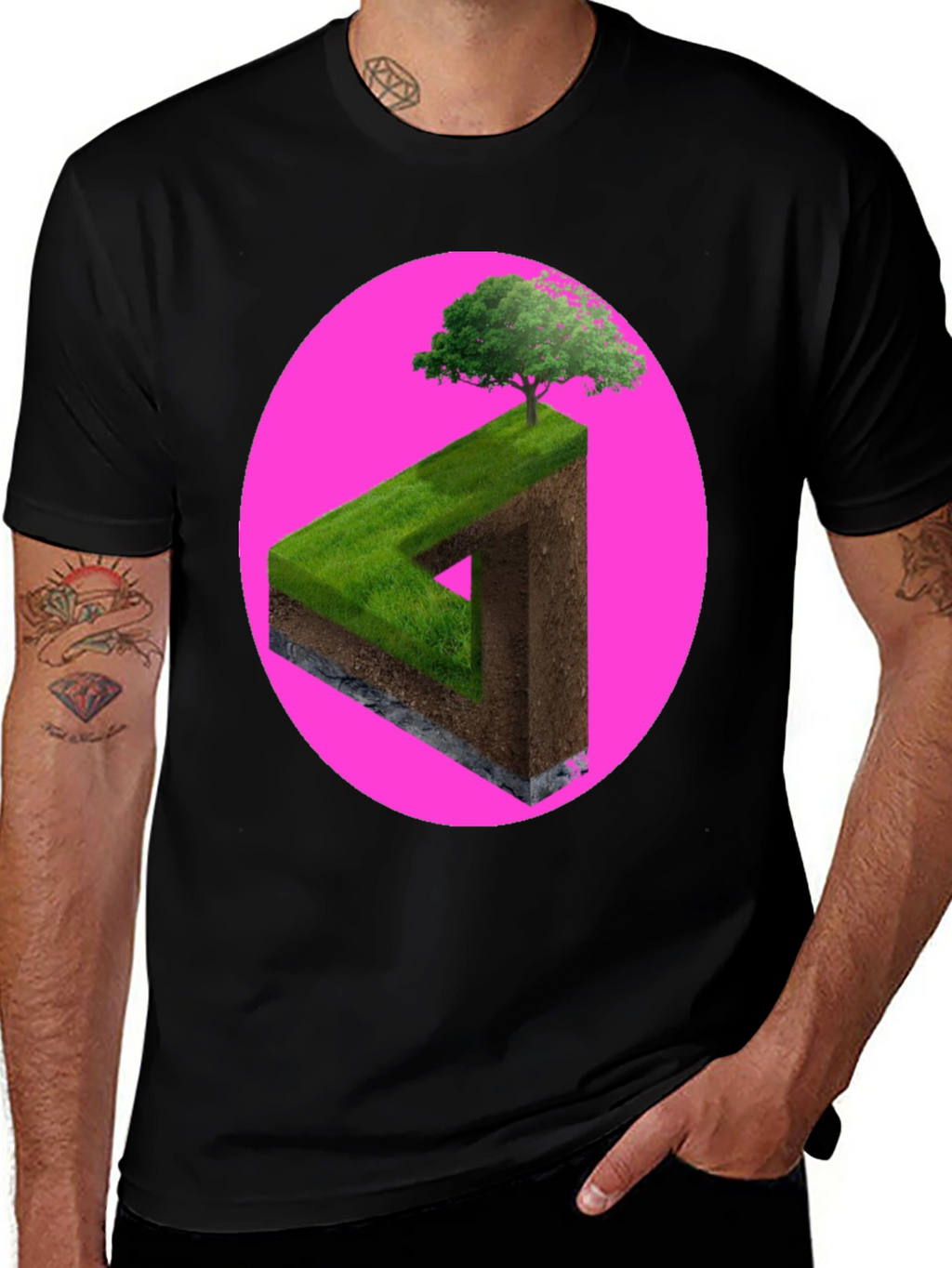 Impossible Triangle Tree Tee - Optical Illusion Shirt