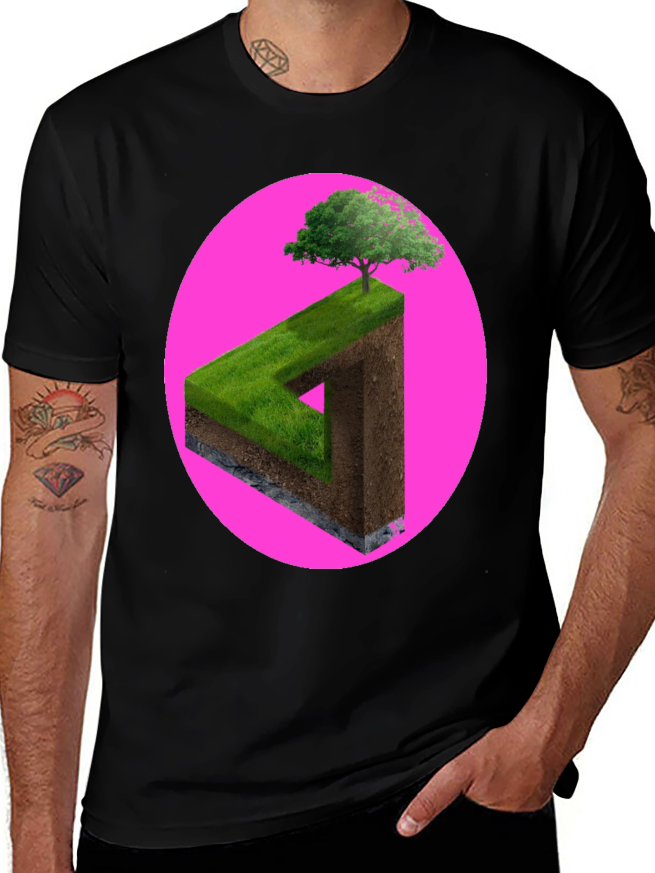 Impossible Triangle Tree Tee - Optical Illusion Shirt