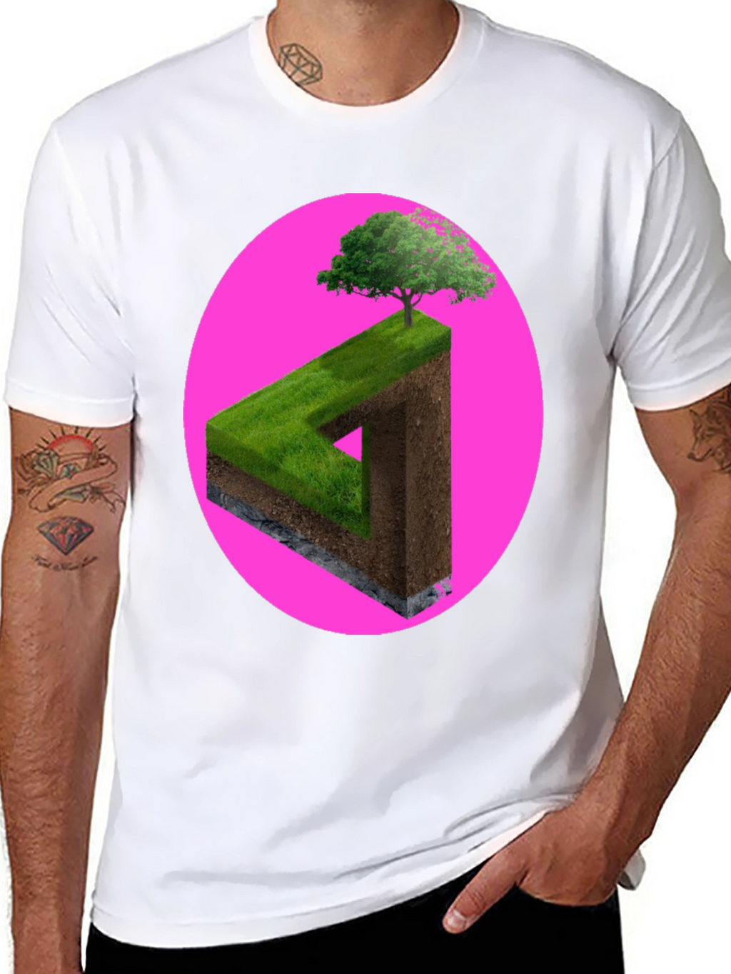 Impossible Triangle Tree Tee - Optical Illusion Shirt