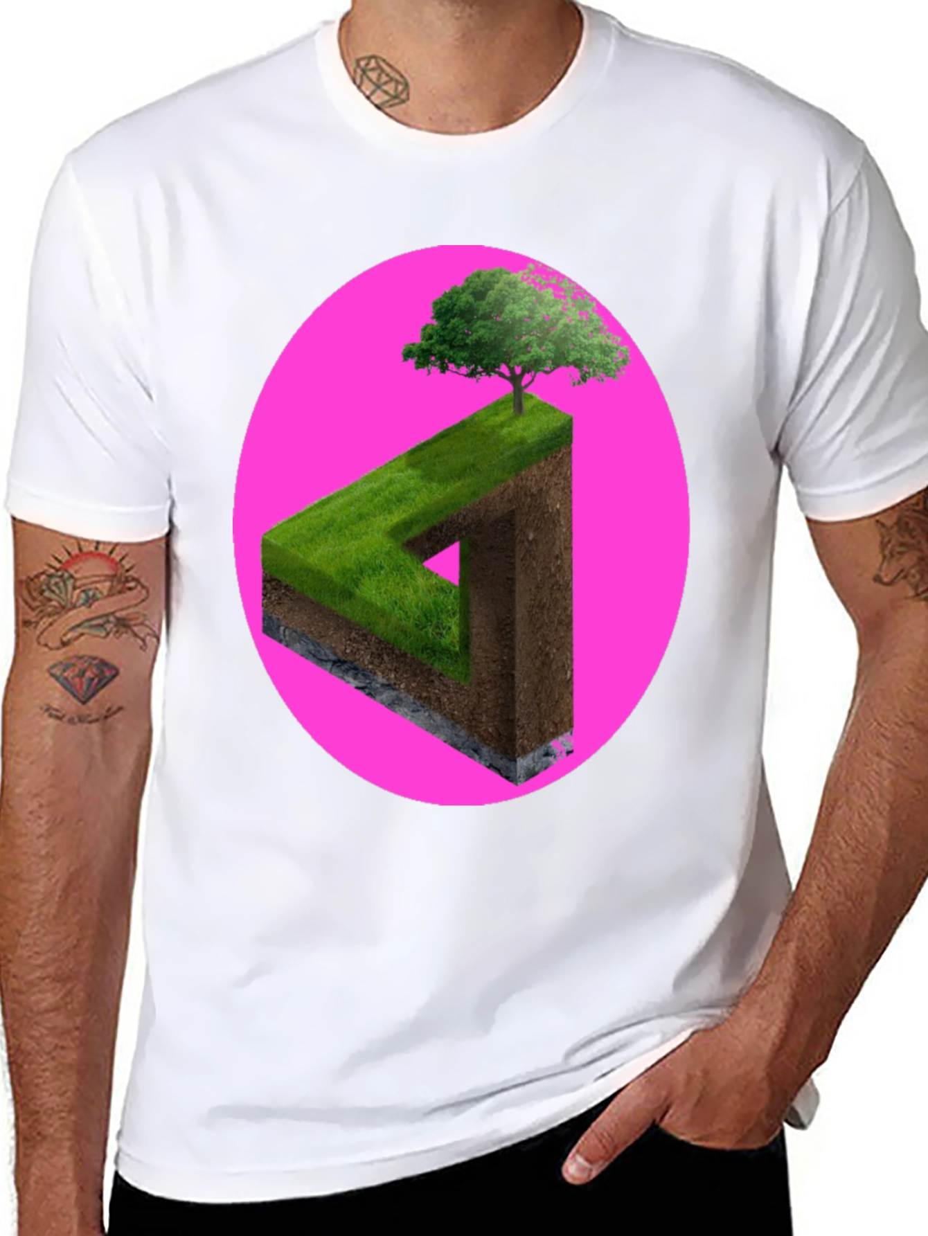 Impossible Triangle Tree Tee - Optical Illusion Shirt