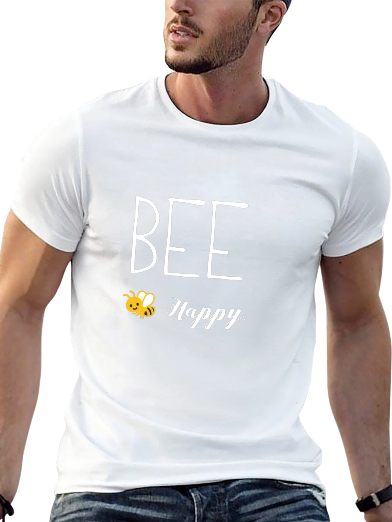Bee Happy Black Graphic T-Shirt