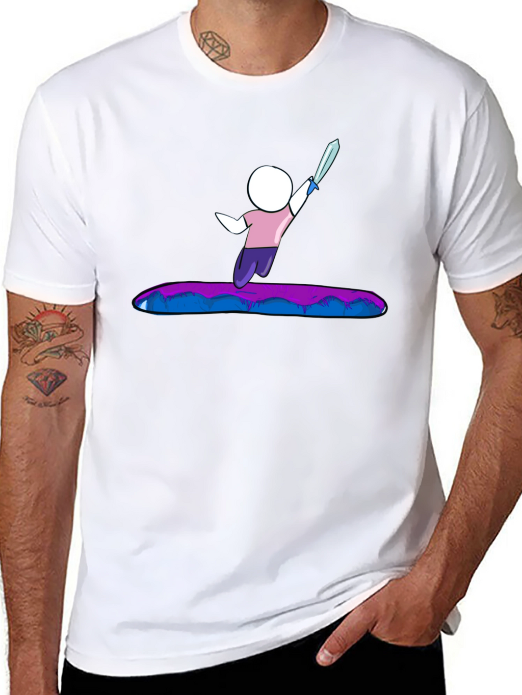 Stick Figure Warrior T-Shirt - Black