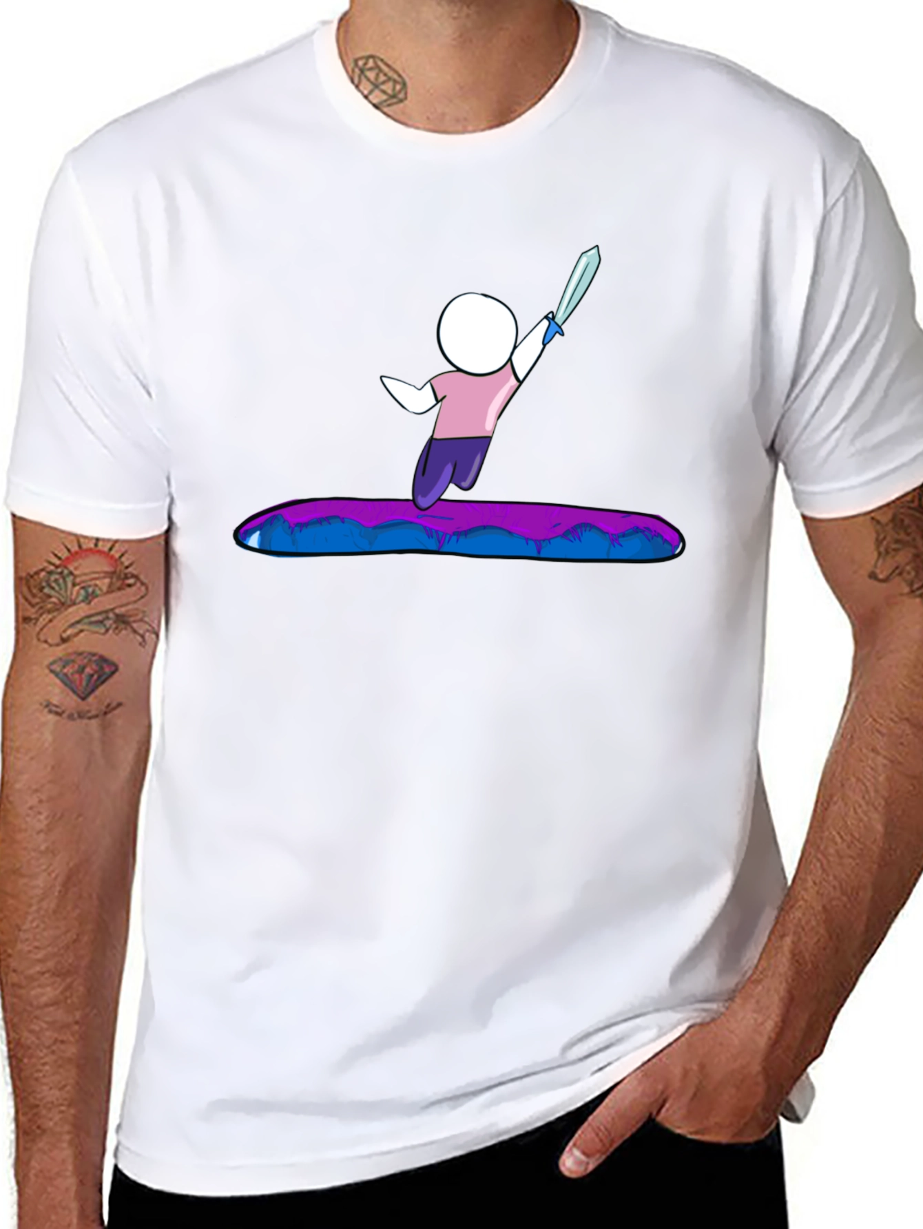 Stick Figure Warrior T-Shirt - Black