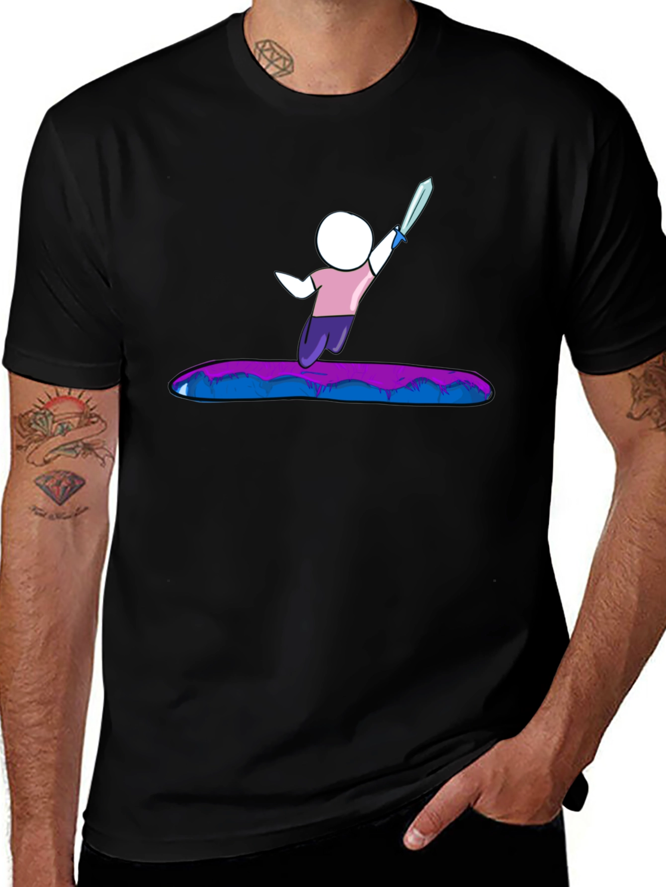 Stick Figure Warrior T-Shirt - Black