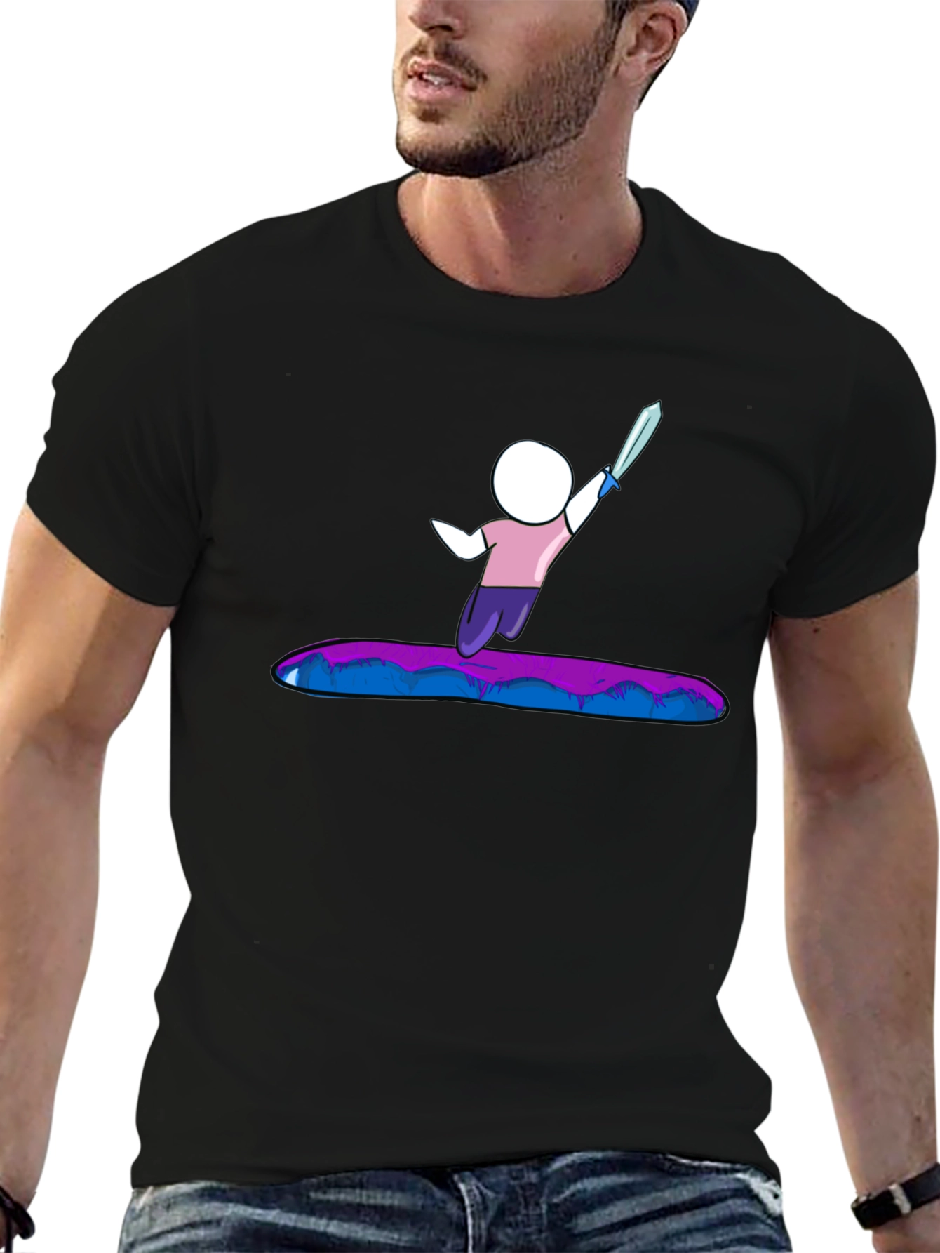 Stick Figure Warrior T-Shirt - Black