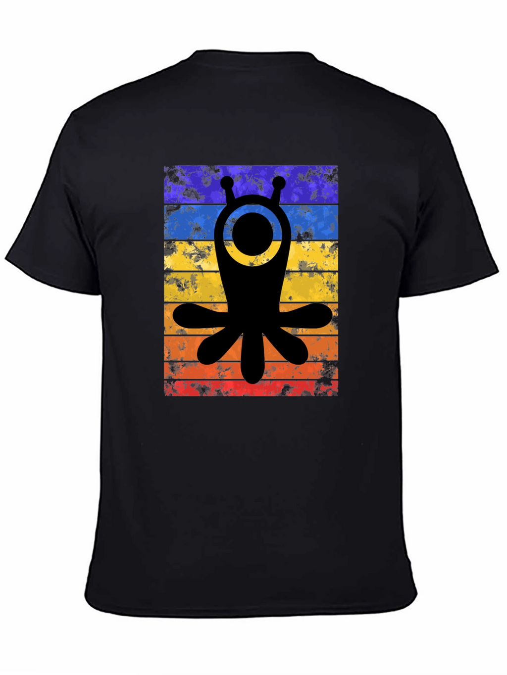 Retro Alien Tee - Distressed Stripes Graphic T-Shirt
