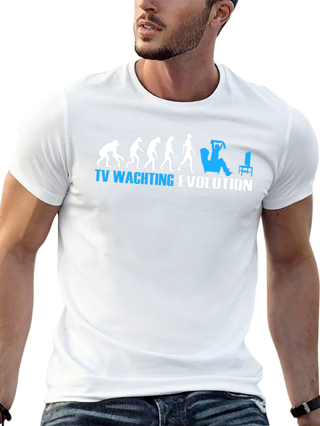 TV Watching Evolution Graphic Tee - Black Cotton T-Shirt