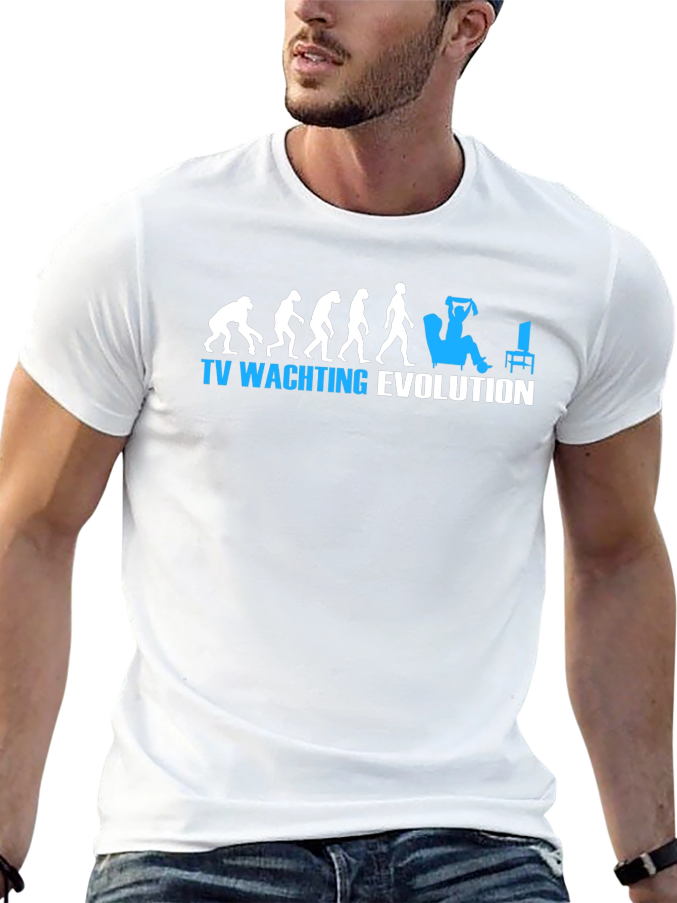 TV Watching Evolution Graphic Tee - Black Cotton T-Shirt
