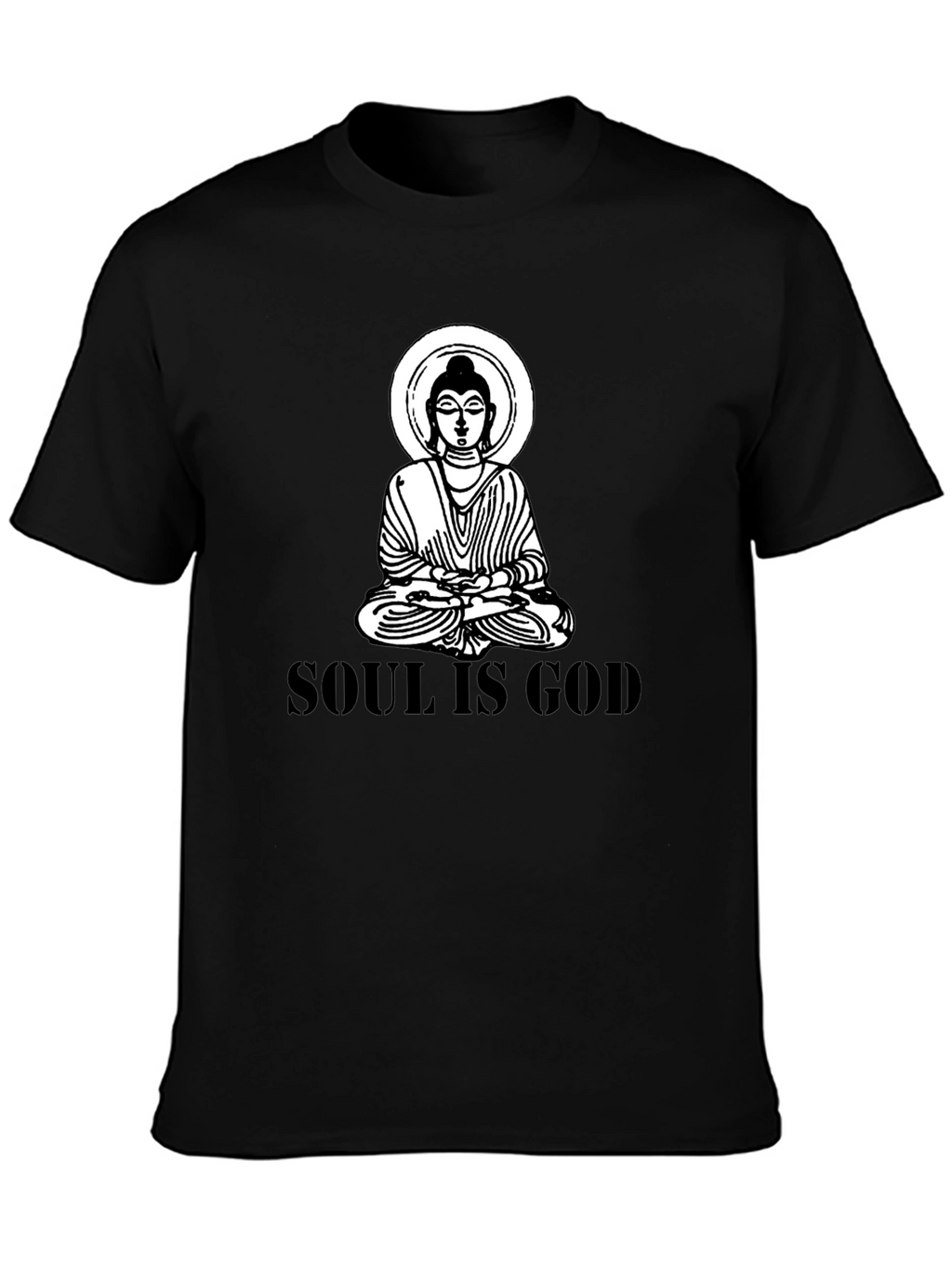 Soul is God Buddha Graphic Black T-Shirt