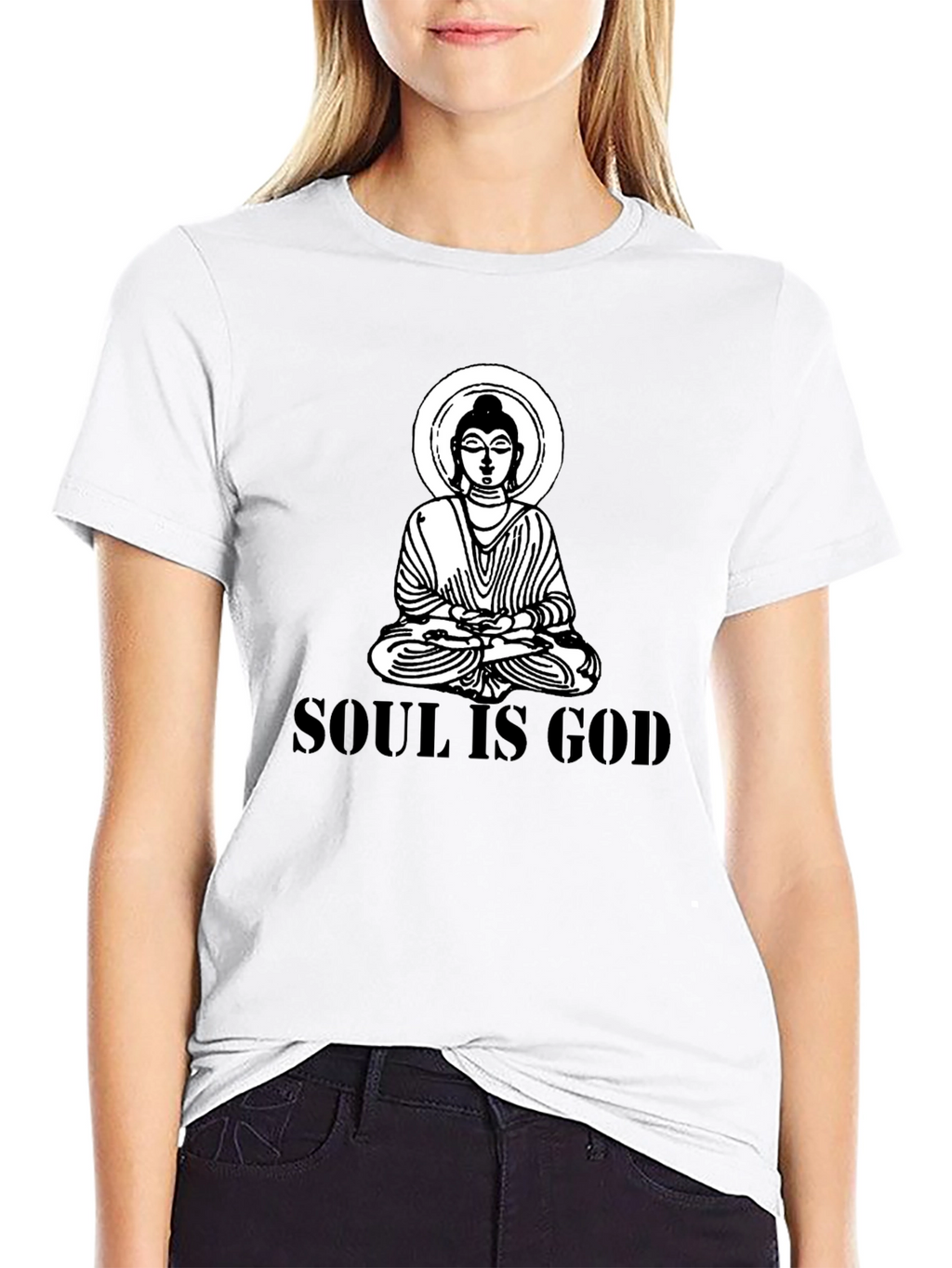 Soul is God Buddha Graphic Black T-Shirt