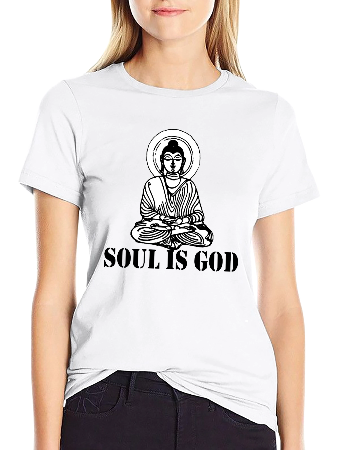 Soul is God Buddha Graphic Black T-Shirt