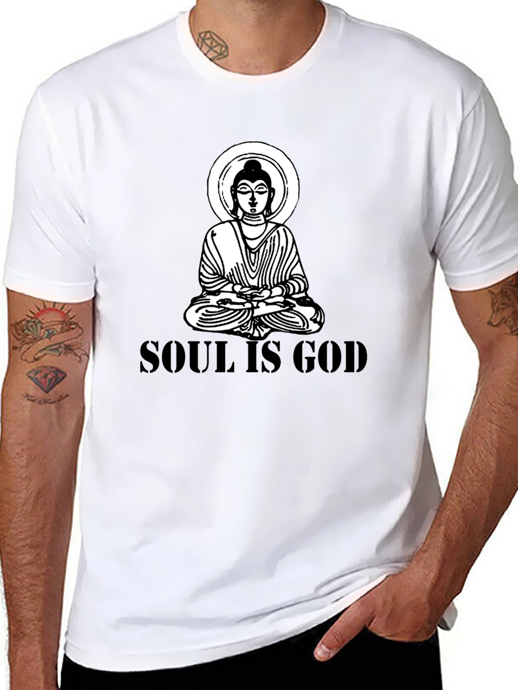 Soul is God Buddha Graphic Black T-Shirt