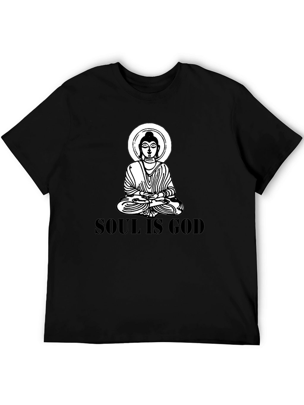 Soul is God Buddha Graphic Black T-Shirt