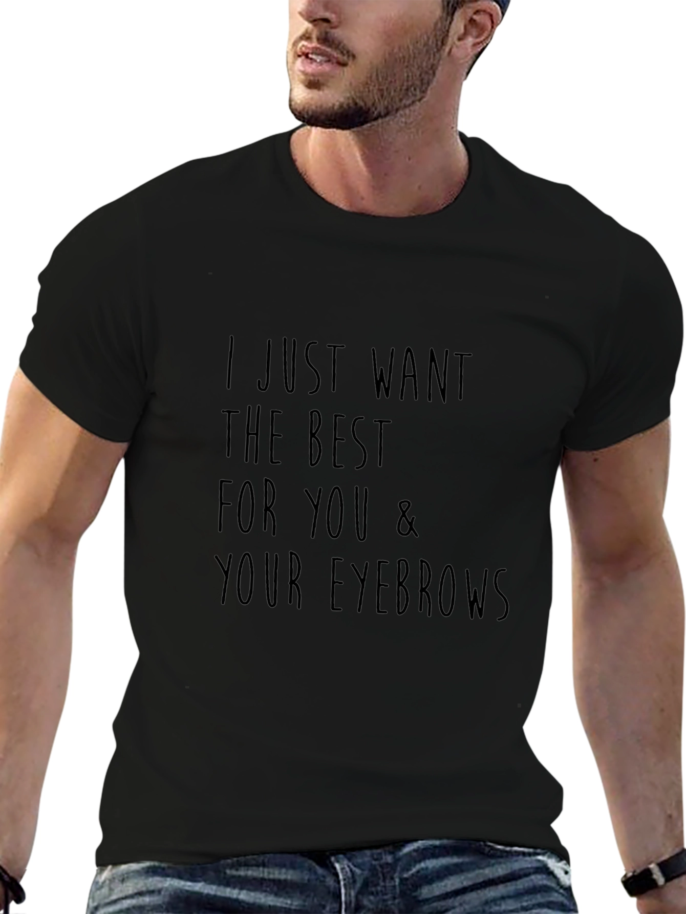 Funny Eyebrows Graphic T-Shirt - Unisex Black Tee
