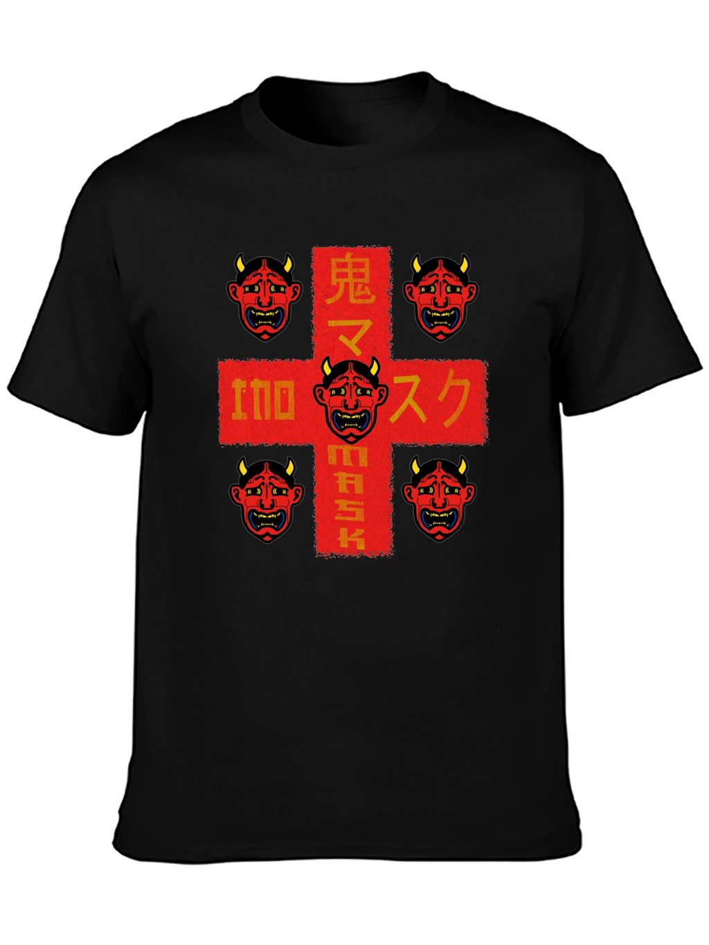 Oni Mask Graphic Tee - Japanese Demon Design
