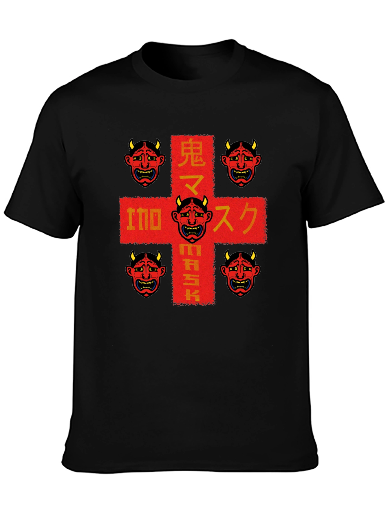 Oni Mask Graphic Tee - Japanese Demon Design