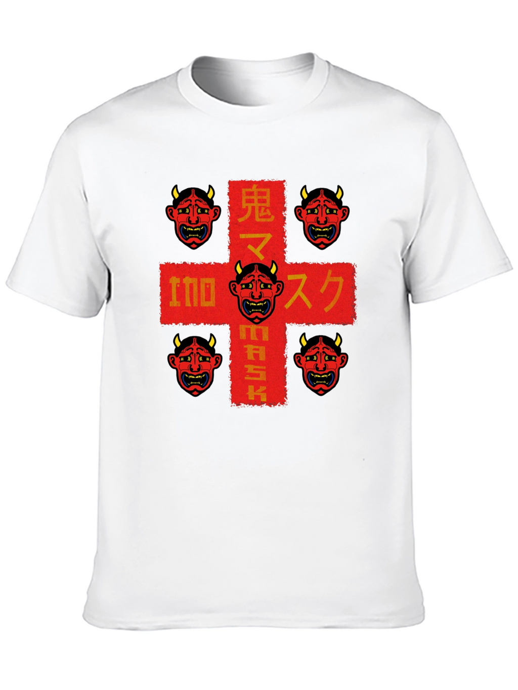 Oni Mask Graphic Tee - Japanese Demon Design
