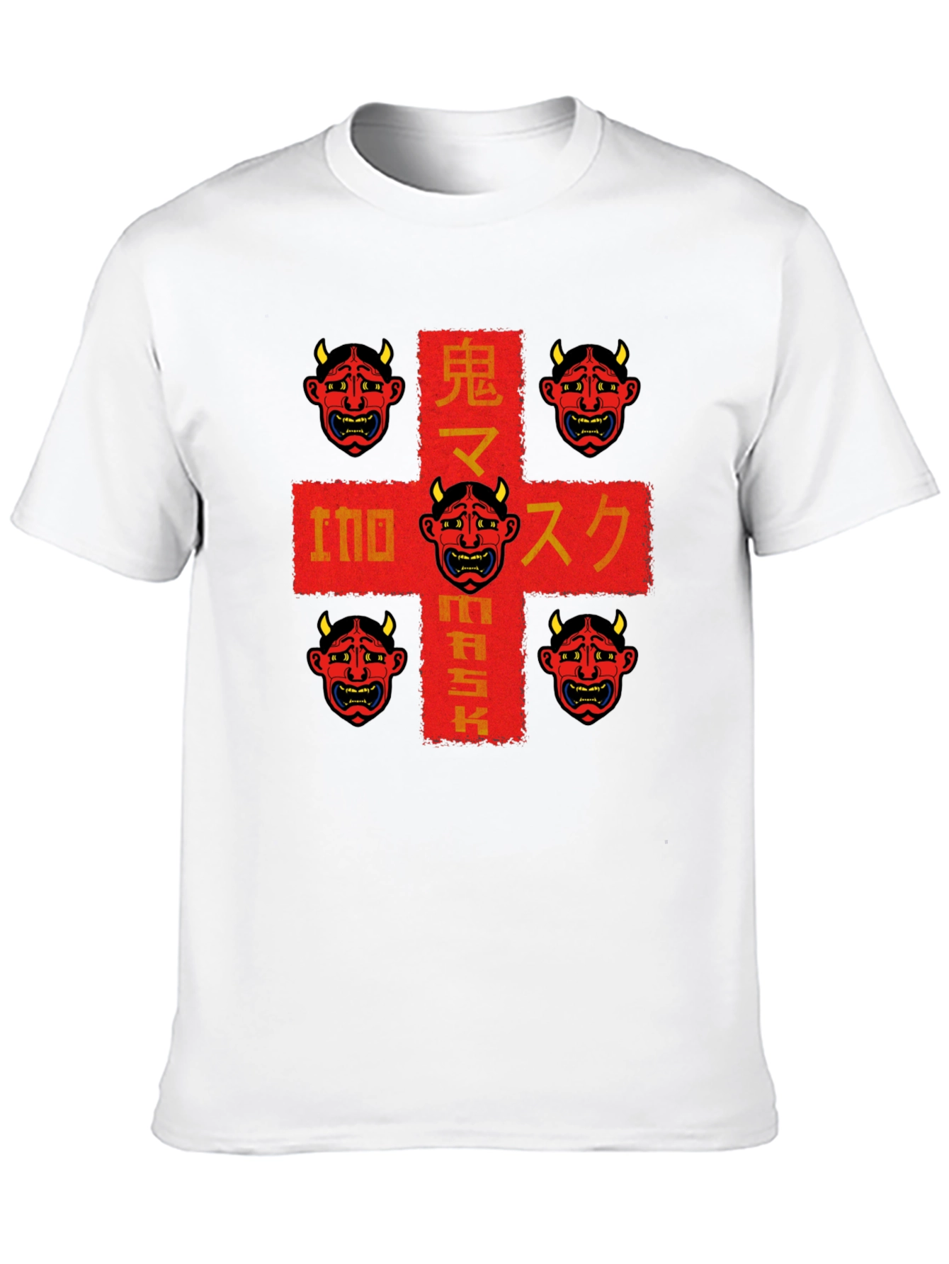 Oni Mask Graphic Tee - Japanese Demon Design