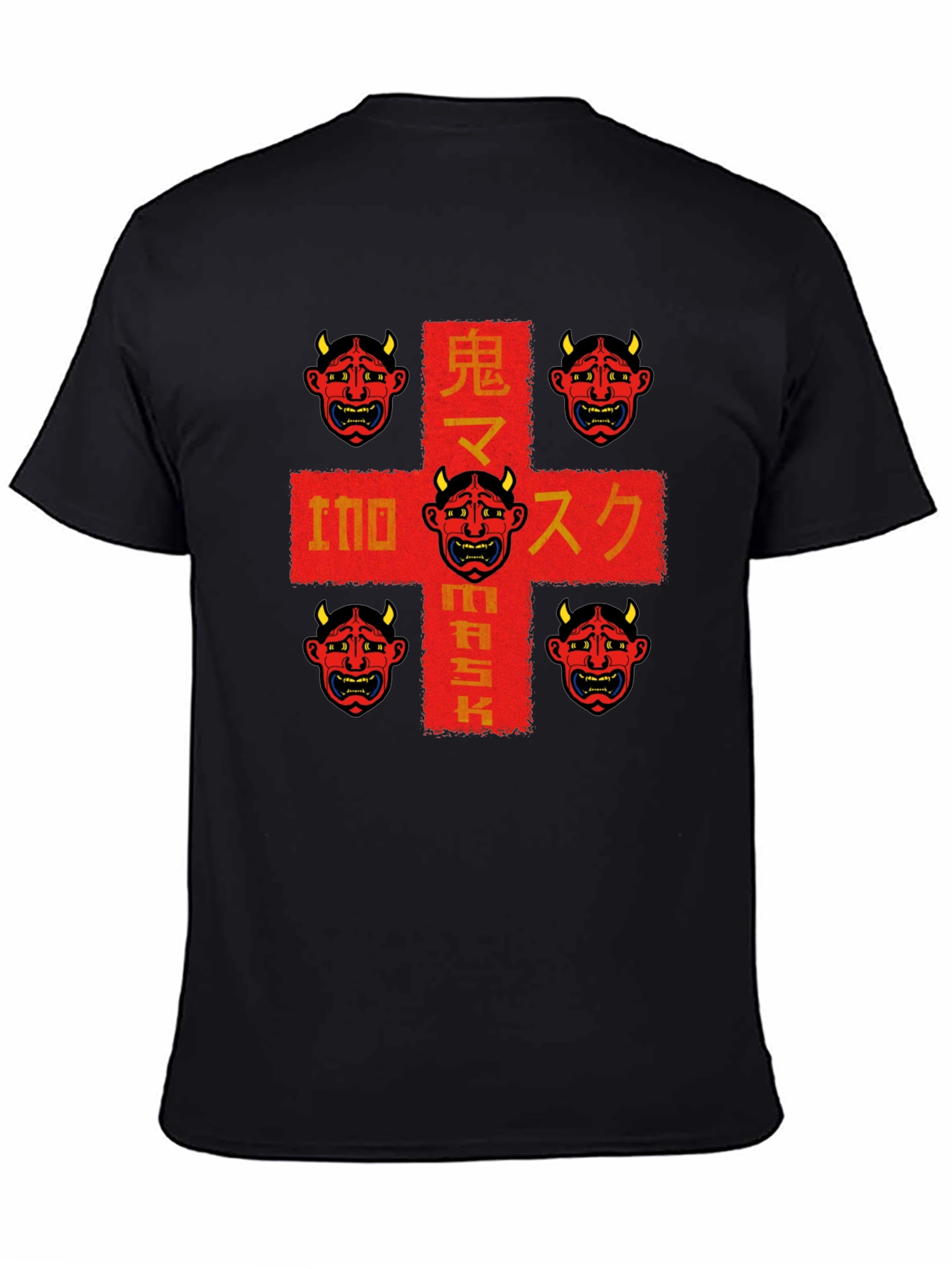Oni Mask Graphic Tee - Japanese Demon Design