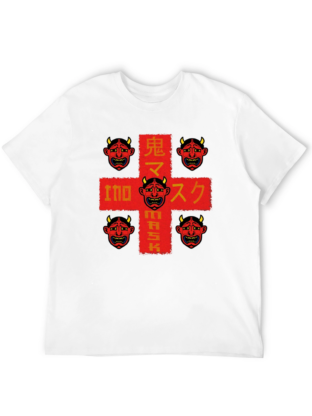 Oni Mask Graphic Tee - Japanese Demon Design