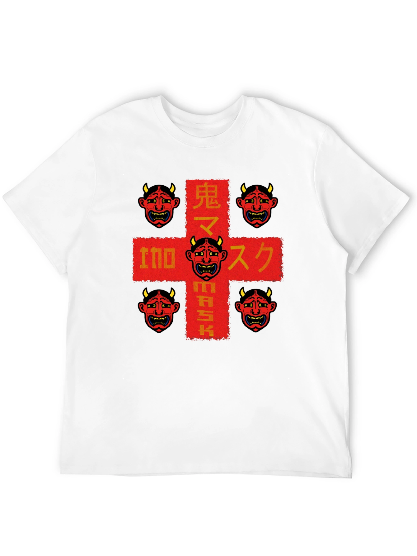 Oni Mask Graphic Tee - Japanese Demon Design
