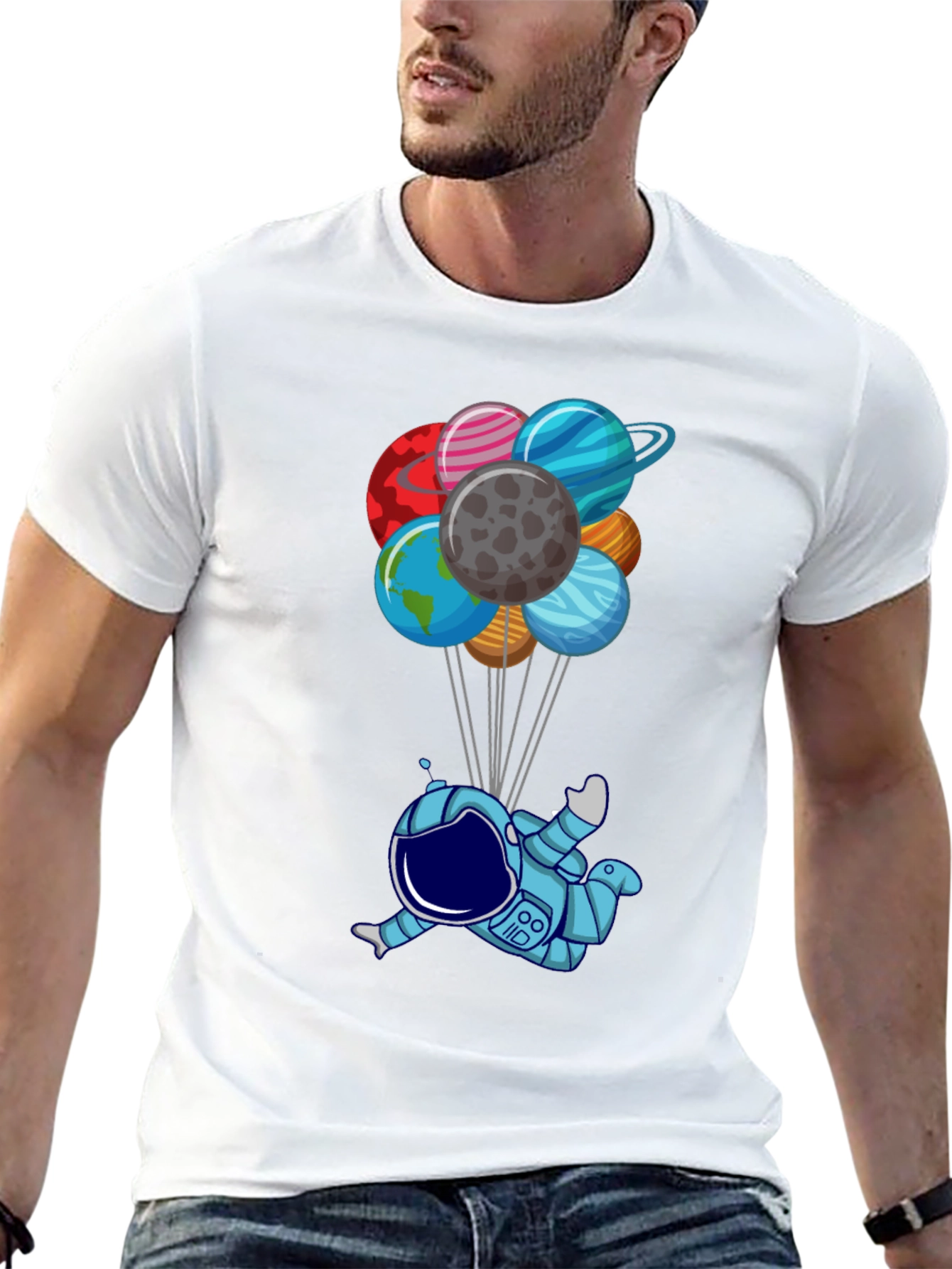 Astronaut & Planet Balloons Graphic Tee