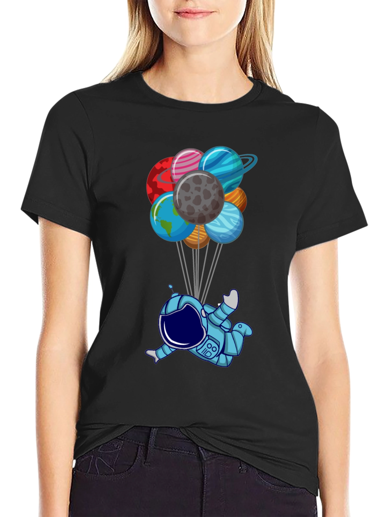 Astronaut & Planet Balloons Graphic Tee