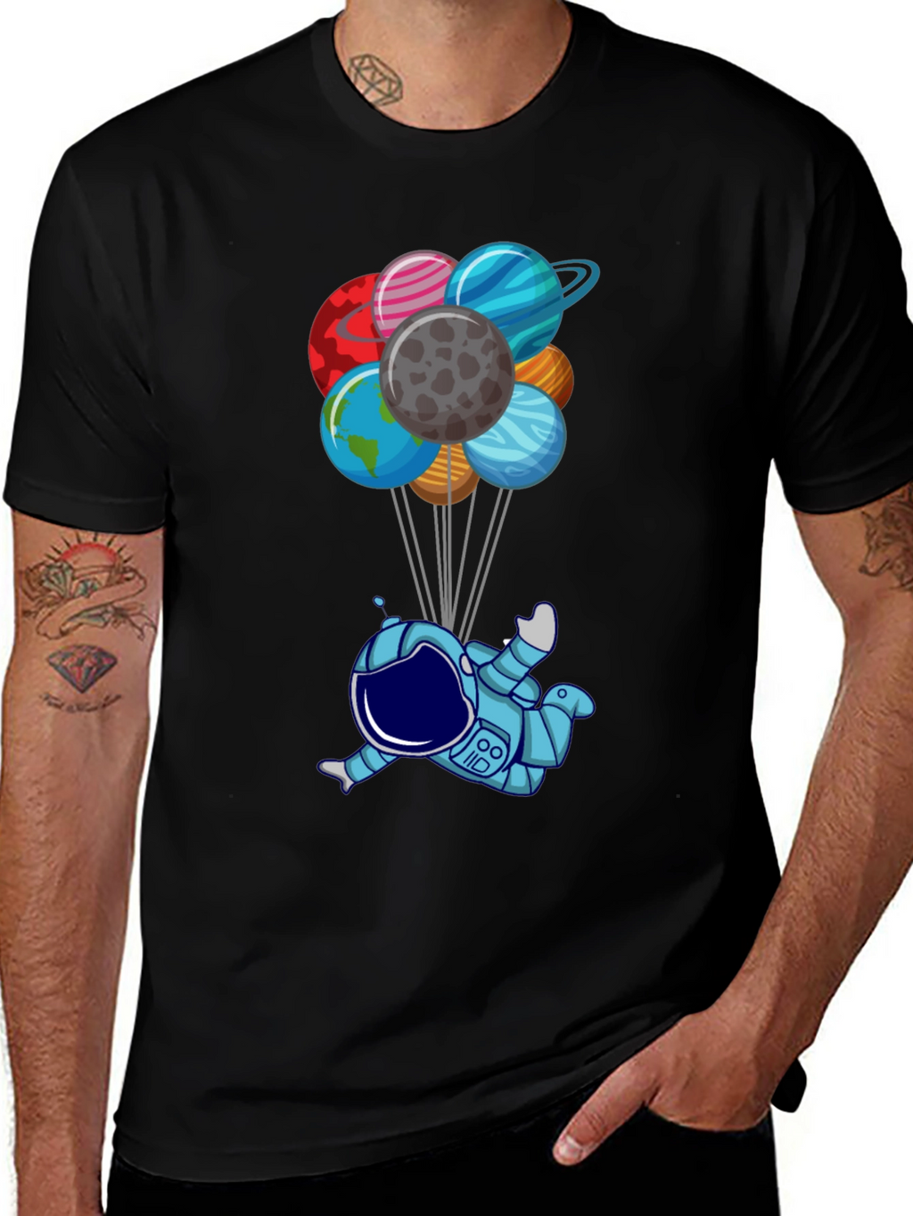 Astronaut & Planet Balloons Graphic Tee