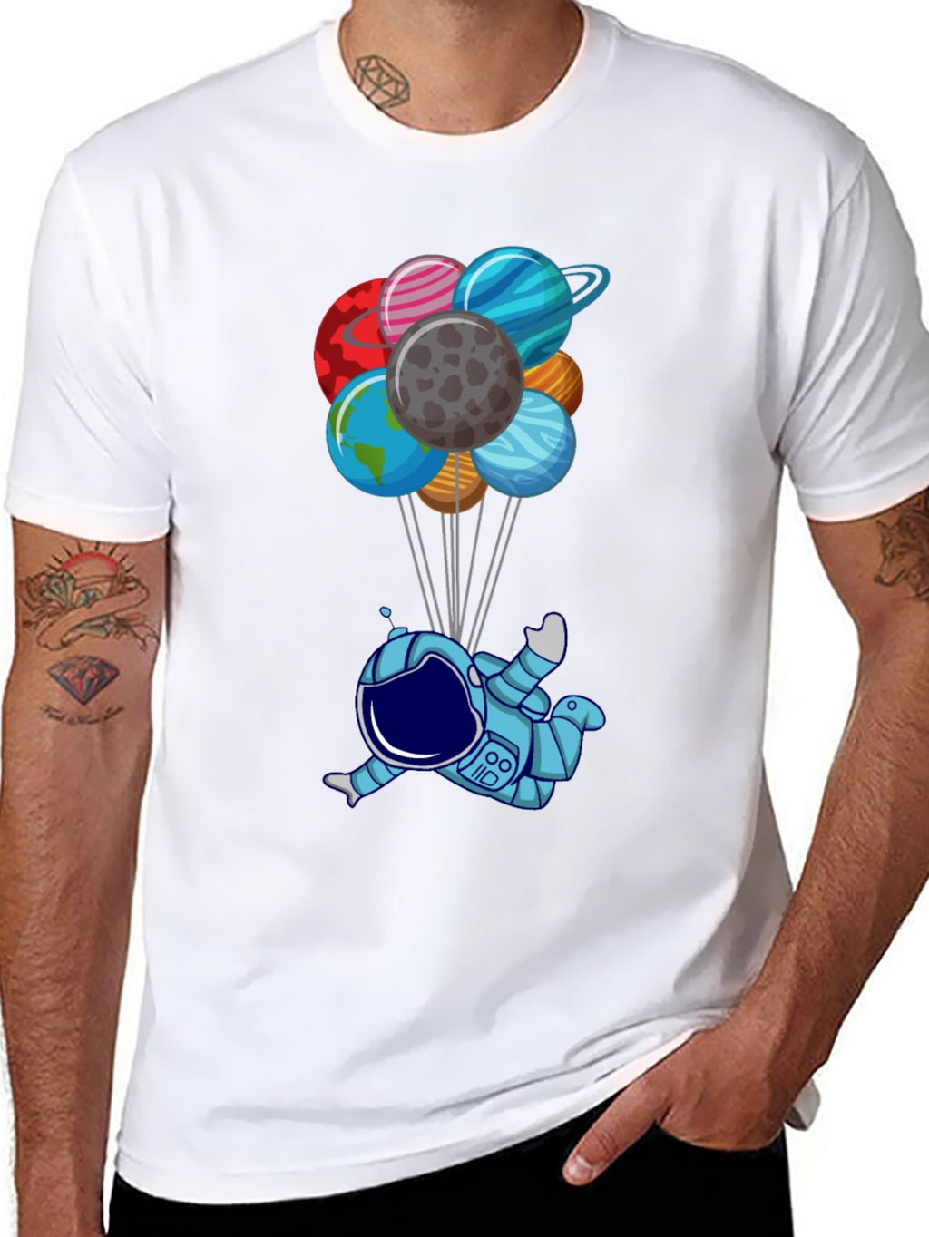 Astronaut & Planet Balloons Graphic Tee