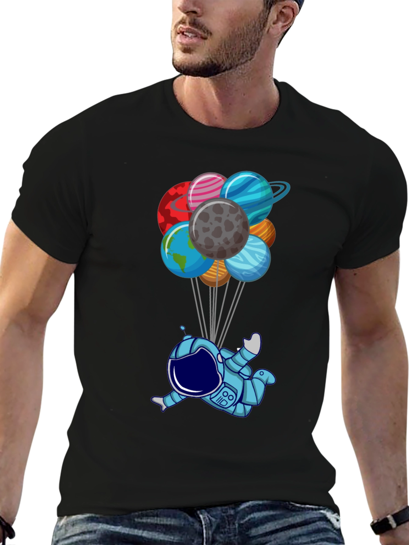 Astronaut & Planet Balloons Graphic Tee