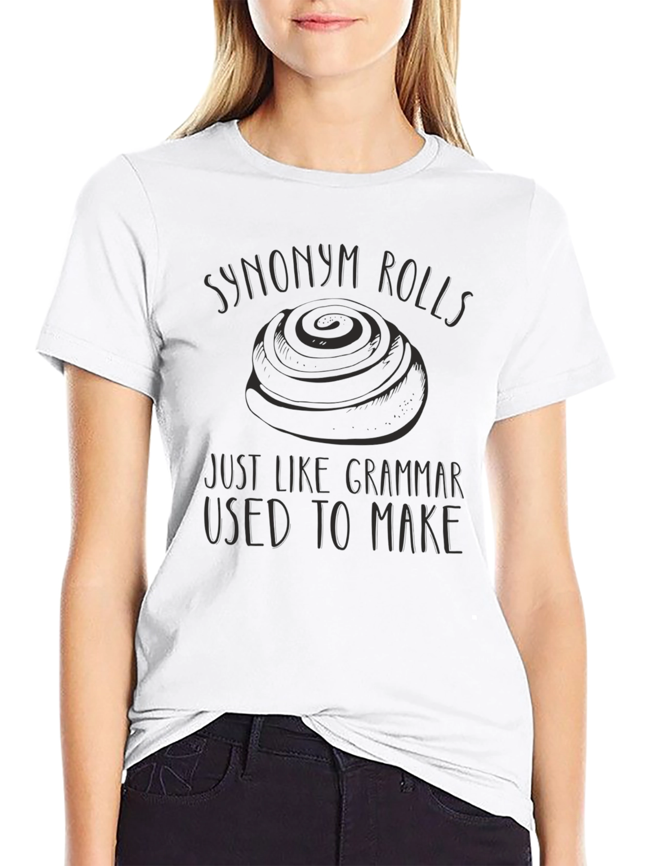 Synonym Rolls Grammar Pun Black T-Shirt